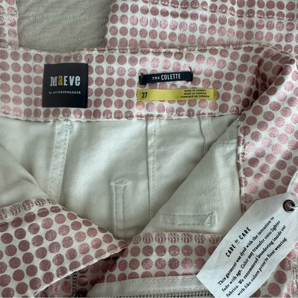 Maeve by Anthropologie The Colette Pink and White Metallic Polka Dot Pants - Picture 9 of 14